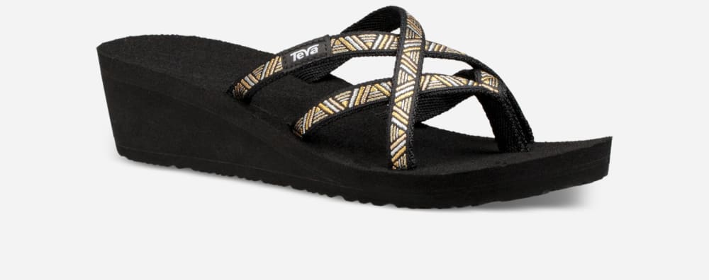 Teva Mush Mandalyn Wedge Ola 2 Naisten Varvastossut Mustat Metal | Suomi-4097