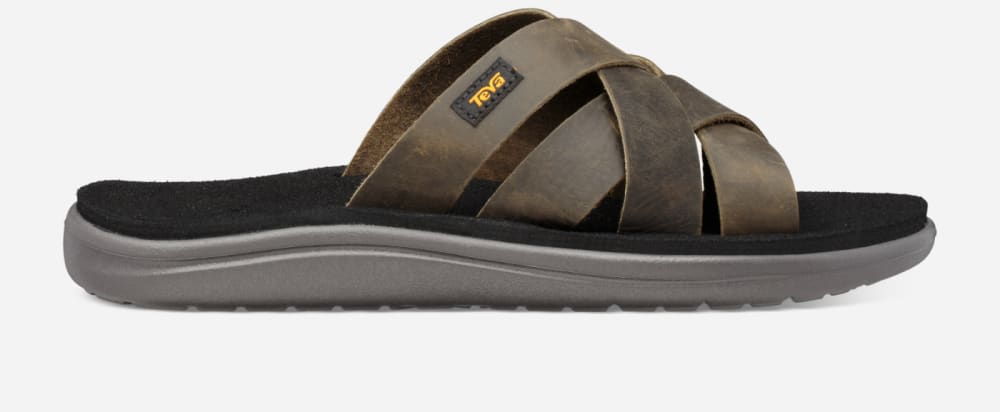 Teva Voya Leather Miesten Rantasandaalit Tummanoliivinvihreä | Suomi-5176